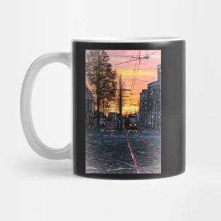 Early Morning Tram digital art Mug